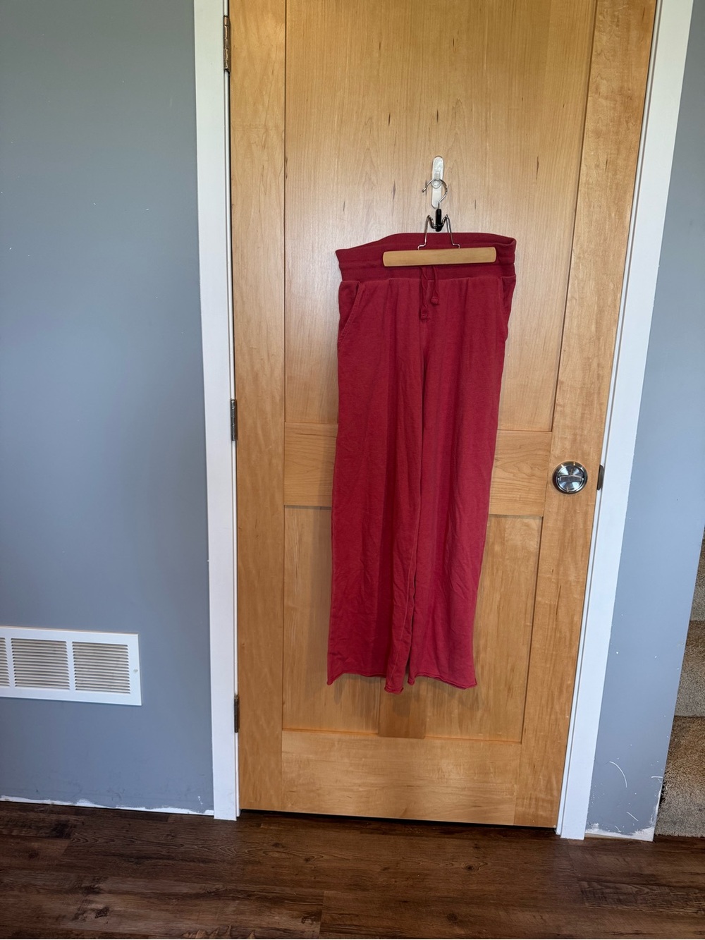 Wide-Leg Drawstring Jogger Pants in Wine Red